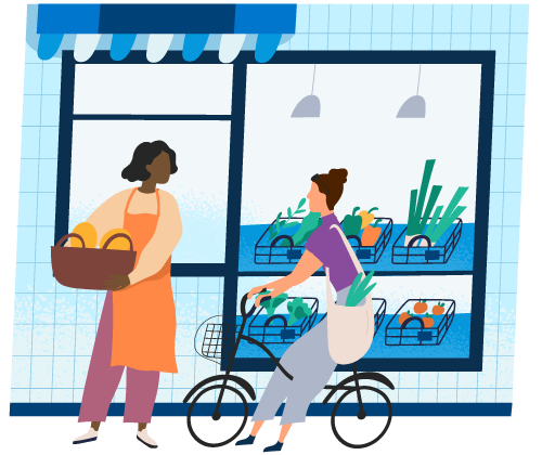 women at a store