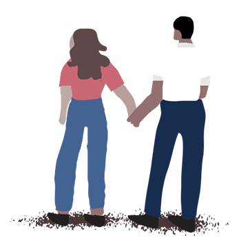 Two people holding hands