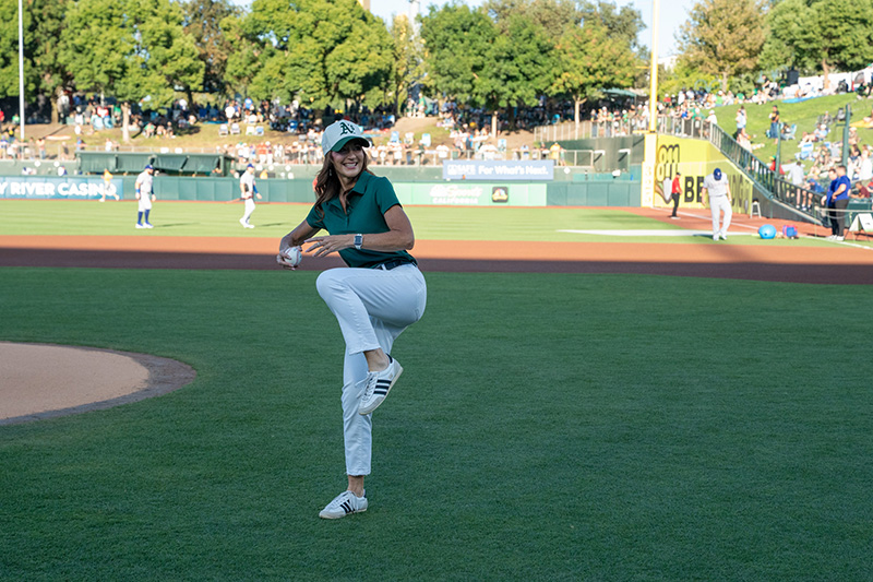 Tiffani Vargas Throwing First Pitch 1
