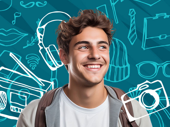 Smiling teen with backpack looking ahead