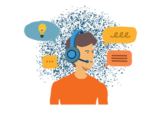 Call center person chatting
