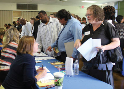 Veterans attend Volunteers of America Veteran Employment Services fair.