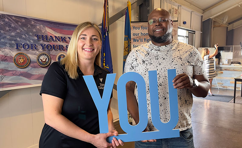 Volunteers of America Development Director of Northern California and Northern Nevada, Ana Bankert with U.S. Army Veteran Kevin Jones.