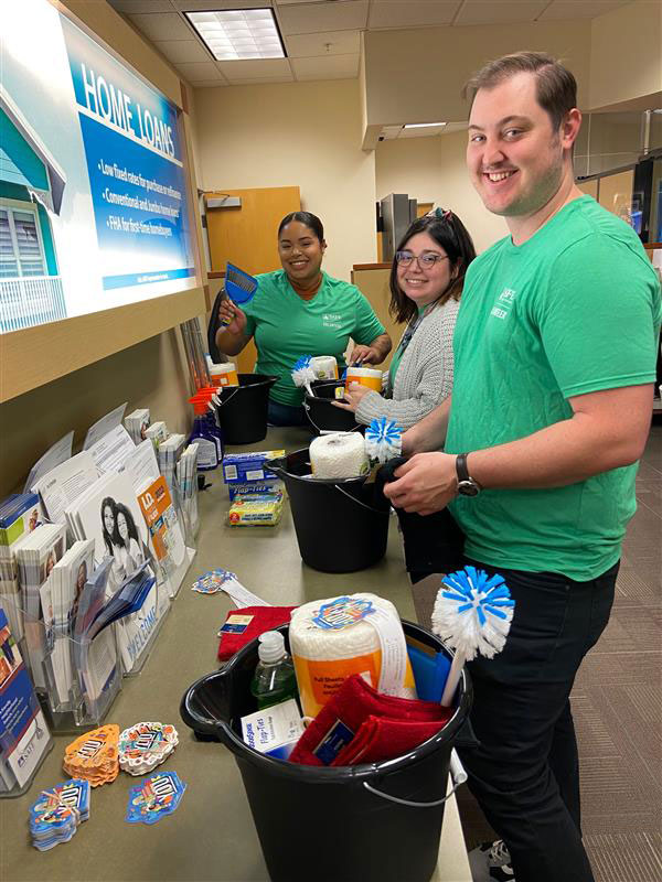 West Sacramento branch staff put together kitchen kits for opening doors.