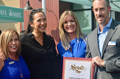 SAFE executives accepting a Senate declaration at the grand opening of SAFE’s new West Roseville Branch in 2022.