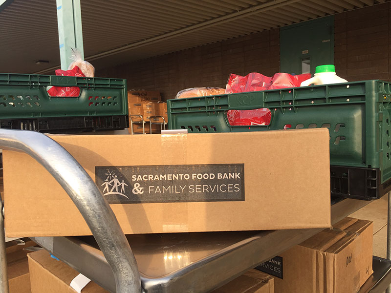 Sacramento Food Bank and Family Services food ready for distribution.
