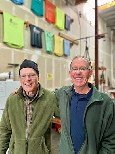 Safe at Home construction volunteers Stan Jones and Dan Ward meet at Rebuilding
Together Sacramento's Workshop before going on a job.