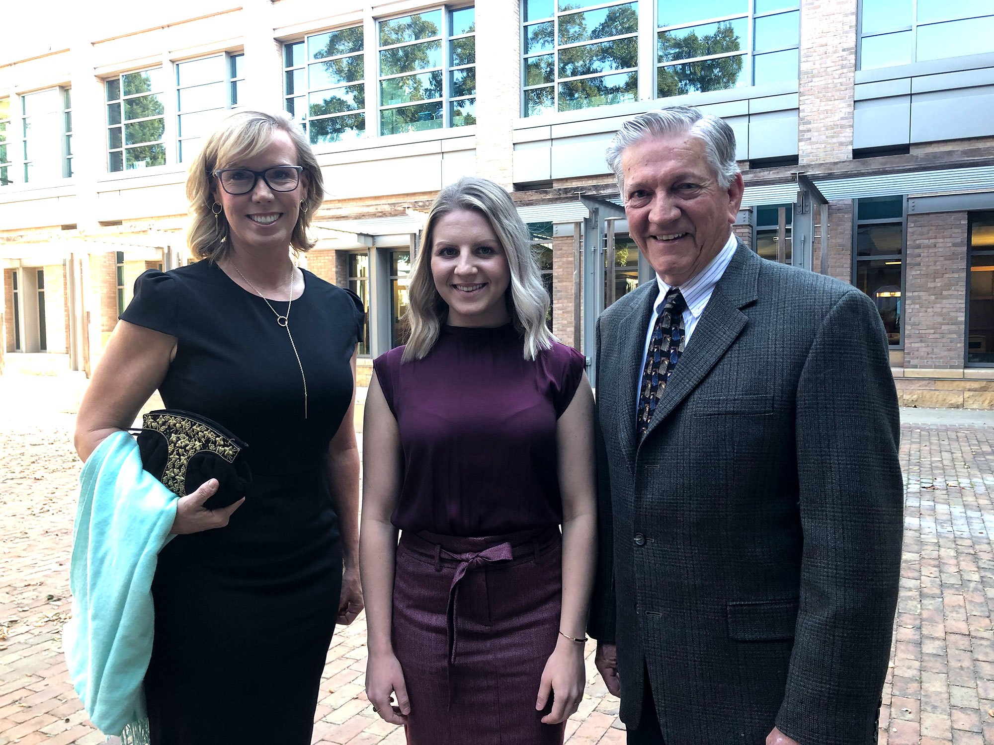 SAFE CU VP of Marketing Erica Dias, scholarship recipient Angelina Mikityuk, and SAFE CU Board Chairman Terrance Tremelling