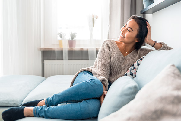 Relaxing on couch